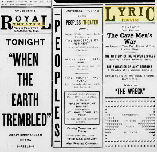 Lyric Theatre - 14 Apr 1914 - The Calumet News (newer photo)